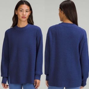 Lululemon Merino Wool-Blend Ribbed Crewneck Sweater Heathered Psychic SZ 6